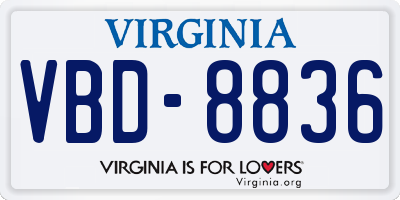 VA license plate VBD8836