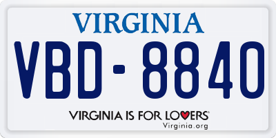 VA license plate VBD8840