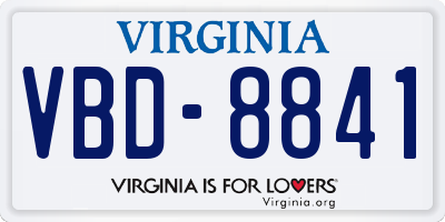 VA license plate VBD8841