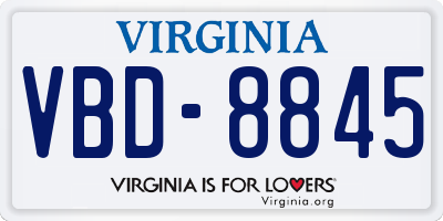 VA license plate VBD8845
