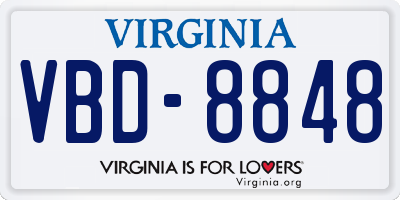 VA license plate VBD8848