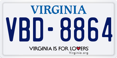 VA license plate VBD8864