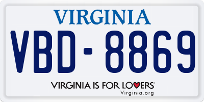 VA license plate VBD8869