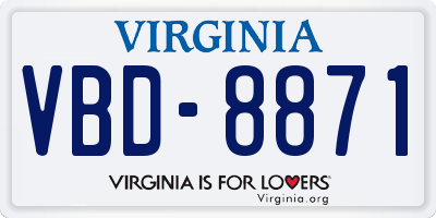 VA license plate VBD8871