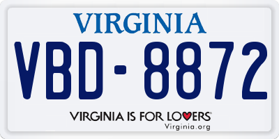 VA license plate VBD8872