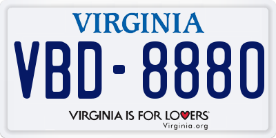 VA license plate VBD8880