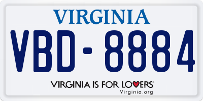 VA license plate VBD8884