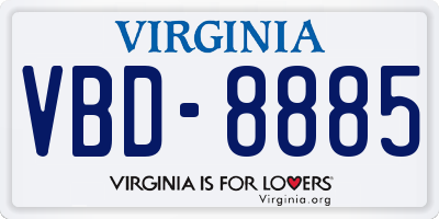 VA license plate VBD8885