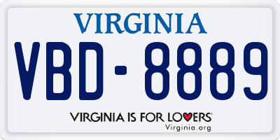 VA license plate VBD8889