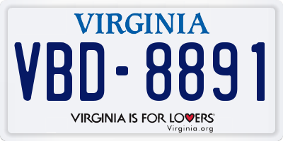 VA license plate VBD8891