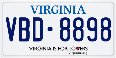VA license plate VBD8898