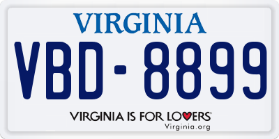VA license plate VBD8899
