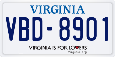VA license plate VBD8901