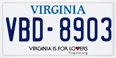 VA license plate VBD8903