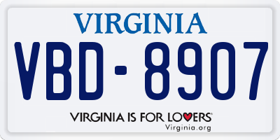 VA license plate VBD8907