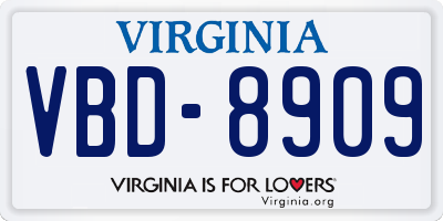 VA license plate VBD8909