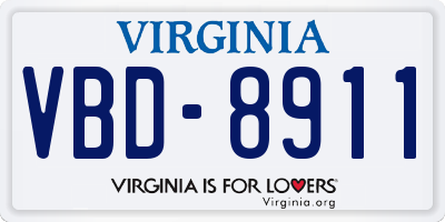VA license plate VBD8911