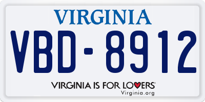 VA license plate VBD8912