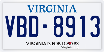 VA license plate VBD8913
