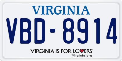 VA license plate VBD8914