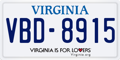 VA license plate VBD8915