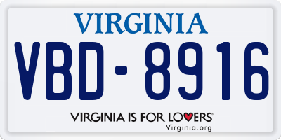 VA license plate VBD8916