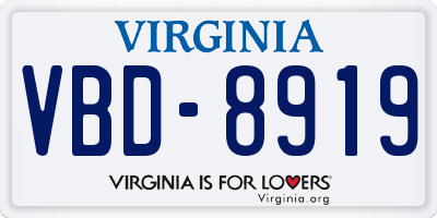 VA license plate VBD8919