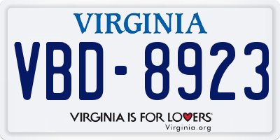 VA license plate VBD8923