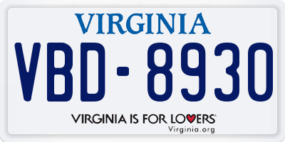VA license plate VBD8930