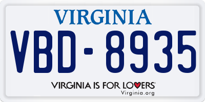 VA license plate VBD8935
