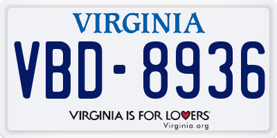 VA license plate VBD8936