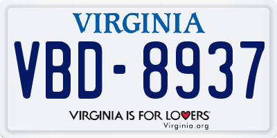 VA license plate VBD8937