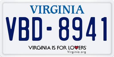 VA license plate VBD8941