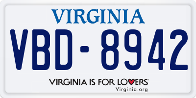 VA license plate VBD8942