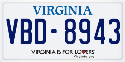 VA license plate VBD8943