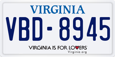 VA license plate VBD8945