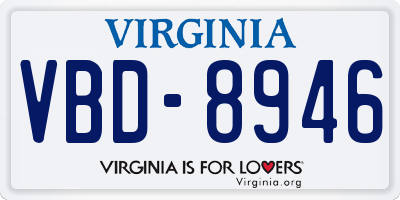 VA license plate VBD8946