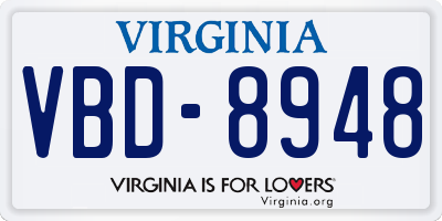 VA license plate VBD8948