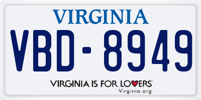 VA license plate VBD8949