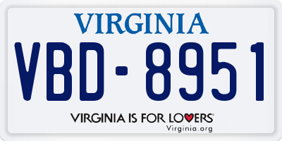 VA license plate VBD8951