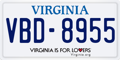 VA license plate VBD8955
