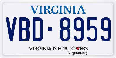VA license plate VBD8959