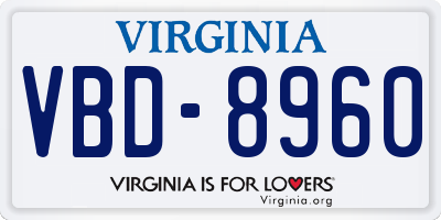 VA license plate VBD8960