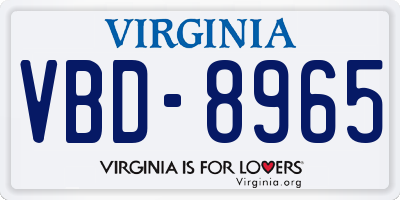 VA license plate VBD8965