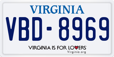 VA license plate VBD8969