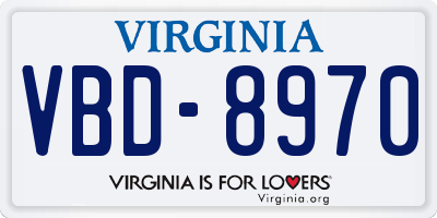 VA license plate VBD8970