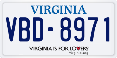 VA license plate VBD8971