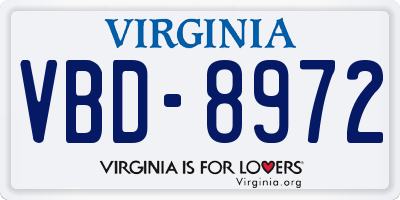 VA license plate VBD8972