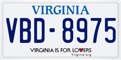 VA license plate VBD8975