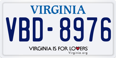 VA license plate VBD8976